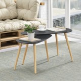Masuta cafea Langesund DG set 2 buc masuri diferite gri inchis/natur [en.casa] HausGarden Leisure