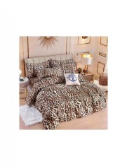 Lenjerie finet premium cu elastic pentru pat dublu model leopard foto