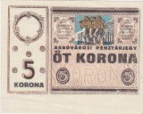 Ungaria Notgeld Arad 5 Korona Coroane 1919 aUNC
