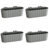 Set 4 jardiniere decorative cu suport de plastic, gri, 4.9 L, 38.3x21.2x13 cm, Boardee Hook GartenVIP DiyLine, Prosperplast