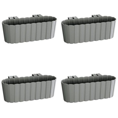 Set 4 jardiniere decorative cu suport de plastic, gri, 4.9 L, 38.3x21.2x13 cm, Boardee Hook foto