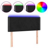 Cumpara ieftin Tablie de pat cu LED, negru, 100x5x78/88 cm, catifea