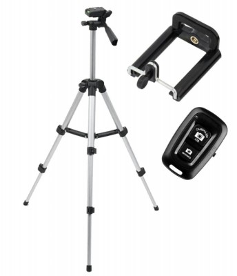 Trepied fotografic din aluminiu, compact, cu suport mobil 3D + Telecomanda foto