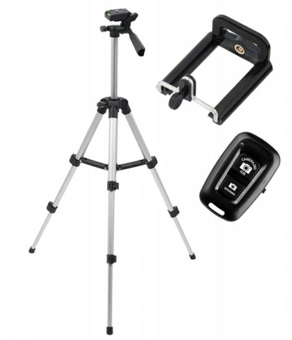 Trepied fotografic din aluminiu, compact, cu suport mobil 3D + Telecomanda