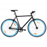 Bicicleta cu angrenaj fix, negru si albastru, 700c, 51 cm