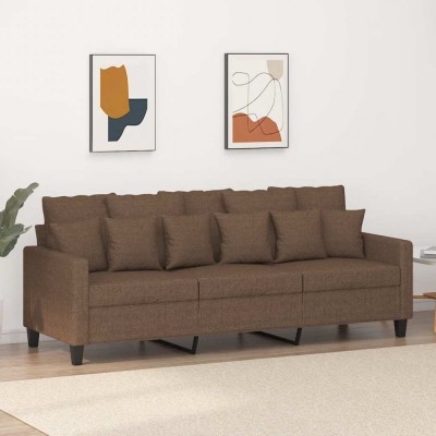 vidaXL Canapea cu 3 locuri, maro, 180 cm, material textil 359278 foto