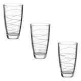 Set Pahare Apă, Model Transparent cu Dungă Neagră, Capacitate 370ml, 3 Bucăți, Oem