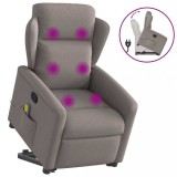 VidaXL Fotoliu rabatabil de masaj cu ridicare, gri taupe, textil