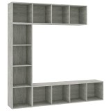 Cumpara ieftin Set biblioteca/comoda TV, 3 piese, gri beton, 180x30x180 cm
