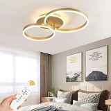 Lustra LED cu telecomanda ELISABETH, 72W, 2 Cercuri, lumina Rece/Calda/Neutra, Dimabila, Auriu