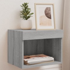 Gossi noptiere cu lumini led montate pe perete, 2 buc., gri sonoma