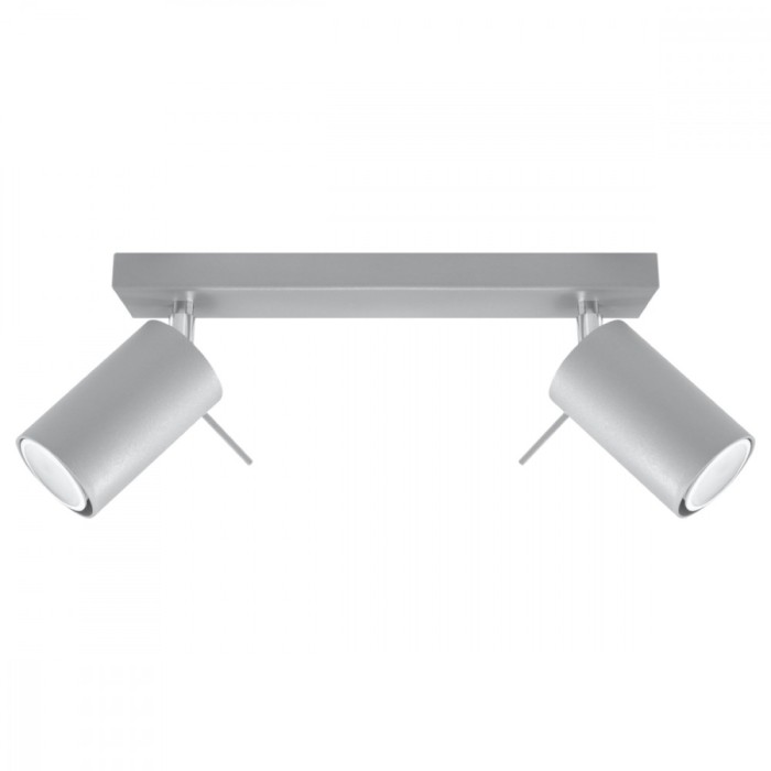 Lustră De Tavan Ring Gri Oțel 2 Becuri Tub Modern De Interior
