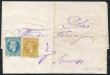 1877 , Lp 39b , Lp 39g , Plic francat cu doua marci Emisiunea Bucuresti I