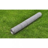 vidaXL Plasă de s&acirc;rmă găini, argintiu, 25 x 0,75 m, oțel galvanizat