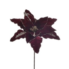 Set 2 Xmas Flowers Burgundy Gold 66 cm