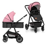 Carucior 2 in 1 Lionelo Amber cu landou si scaun sport, Pink Rose, pana la 22 kg