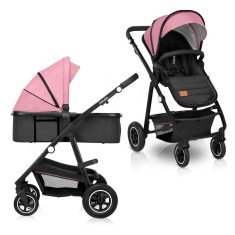 Carucior 2 in 1 Lionelo Amber cu landou si scaun sport, Pink Rose, pana la 22 kg