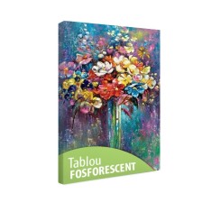 Tablou fosforescent Vaza cu flori - 60 cm x 40 cm
