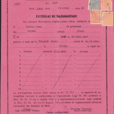 HST A1151 Certificat de naționalitate 1946 Oradea