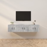 Cumpara ieftin Dulapuri TV montate pe perete, 3 buc., gri beton, 57x34,5x40 cm
