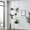 Suport de Flori Telescopic pentru Interior, Reglabil 110-305 cm, 4 Tavite si 1 Suport pentru Agatat Ghivece, Alb