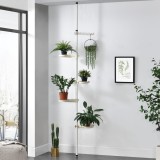 Cumpara ieftin Suport de Flori Telescopic pentru Interior, Reglabil 110-305 cm, 4 Tavite si 1 Suport pentru Agatat Ghivece, Alb