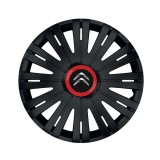 Set 4 capace roti Negre Cu Inel Rosu Active R16 pentru gama auto Citroen, Autohelix MSA