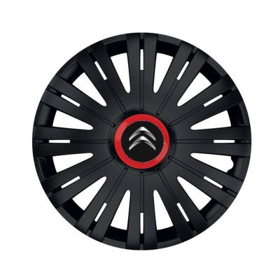 Set 4 capace roti Negre Cu Inel Rosu Active R15 pentru gama auto Citroen foto