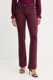 Morgan pantaloni culoarea bordo, evazați, medium waist, PLUMI