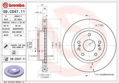 BREMBO 09.C047.11 PRIME LINE - UV Coated Disc frana foto