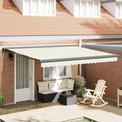 Copertină retractabilă, crem, 4x3 m, textil și aluminiu foto