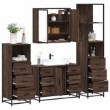 VidaXL Set de mobilier de baie din 4 piese din lemn de stejar maro