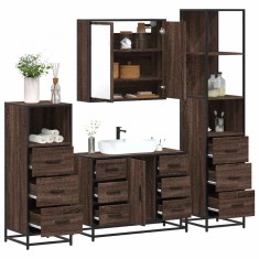 Gossi set de mobilier de baie din 4 piese din lemn de stejar maro