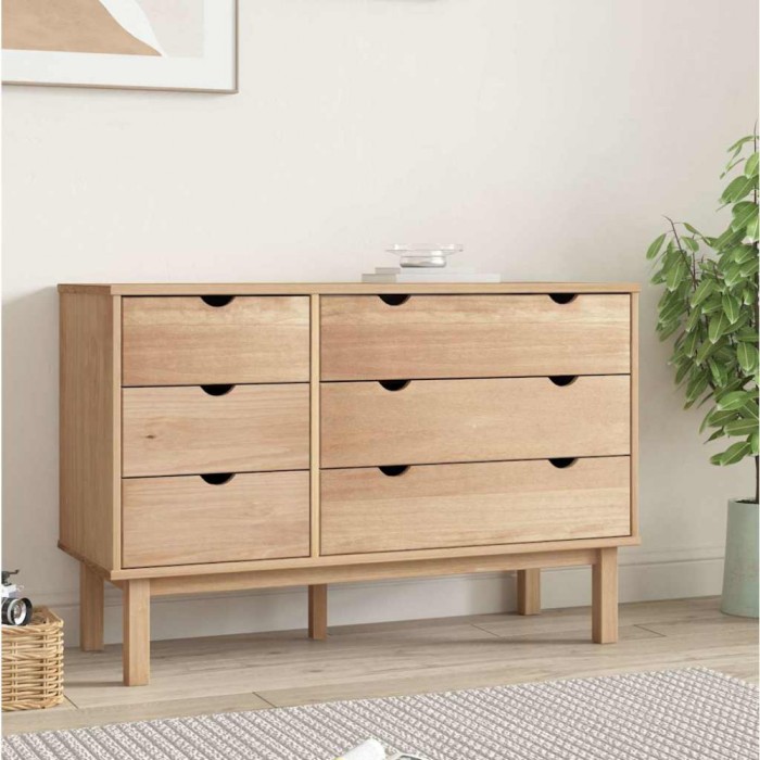 vidaXL Comodă cu sertar, 113,5x39,5x73 cm, lemn masiv de pin
