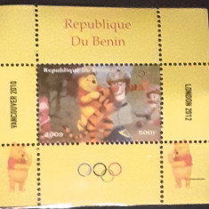 Benin 2009 J.O. Vancouver 2010 , London 2012 Winnie Pooh, desene animate Mnh