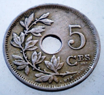 7.334 BELGIA 5 CENTIMES 1925 BELGIQUE foto