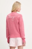HUGO pulover de l&acirc;nă culoarea roz, 50545092