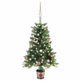 Cumpara ieftin Brad Craciun pre-iluminat artificial, set globuri, verde, 90 cm