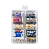 Folii de transfer unghii, set 10 bucati, holografic