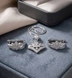 Cumpara ieftin Set din Argint 925 , zImperial Tiara, , Colier E i Cercei Drop cu Zirconii Pavate, 10g