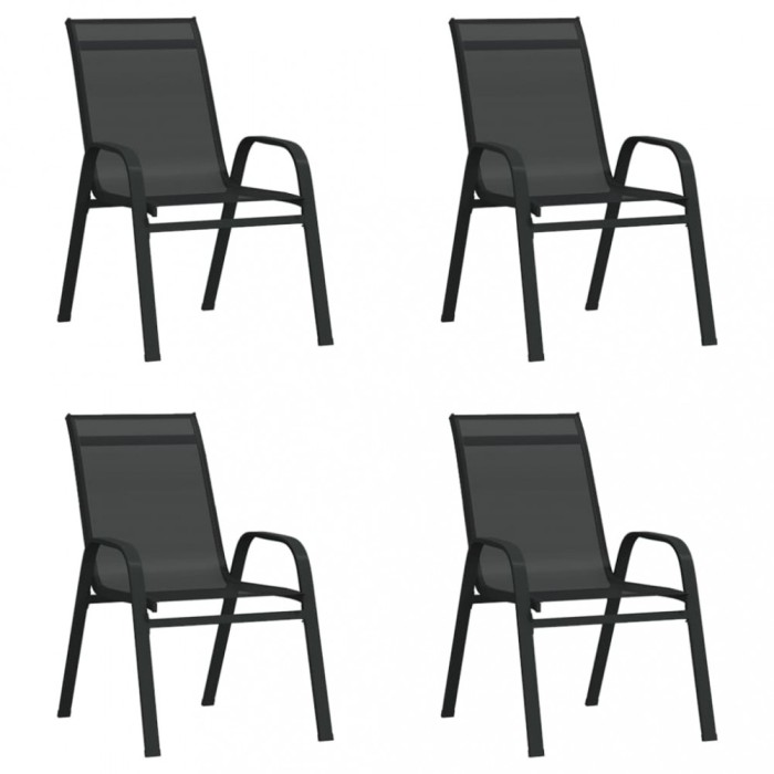Gossi scaune de gradina stivuibile, 4 buc., negru, textilena