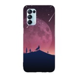 Husa compatibila cu Oppo A72 model Minimalistic wolf howling at moon, Silicon, TPU, Viceversa, Transparent, Carcasa