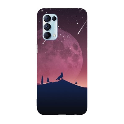 Husa compatibila cu Oppo A76 model Minimalistic wolf howling at moon, Silicon, TPU, Viceversa foto