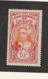 Tahiti (French Oceania, Polynesia) 1915 - Femei tahitiene, Supratipar rosu, Cruce Rosie 5c, MNH, Mi.45