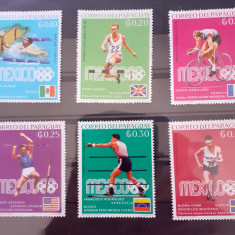 Paraguay 1969-Sport,J.O.Mexico,serie 6 valori dantelate,MNH.Mi.1883-1888