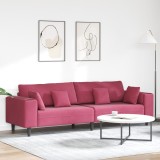 vidaXL Canapea din catifea cu pernă cu pernă Roșu Vin 208 cm Catifea