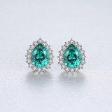 Cercei ARGINT CU Zirconiu Verde Green Emerald arg262C, Argintboutique