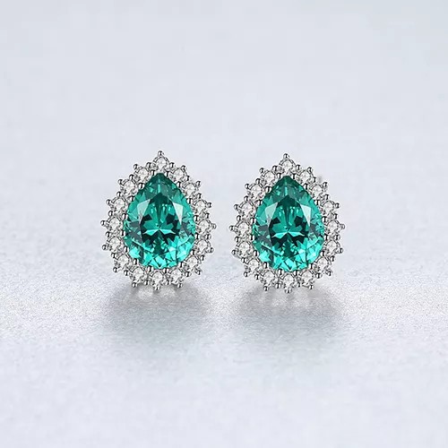 Cercei ARGINT CU Zirconiu Verde Green Emerald arg262C