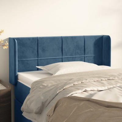 vidaXL Tăblie pat cu aripioare albastru &amp;icirc;nchis 93x16x78/88 cm catifea 3118808 foto