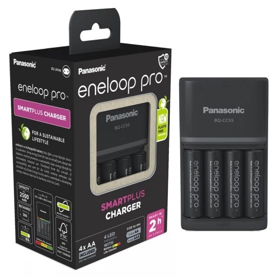Incarcator smart&amp;quick BQ-CC55E+4x eneloop 2500mA